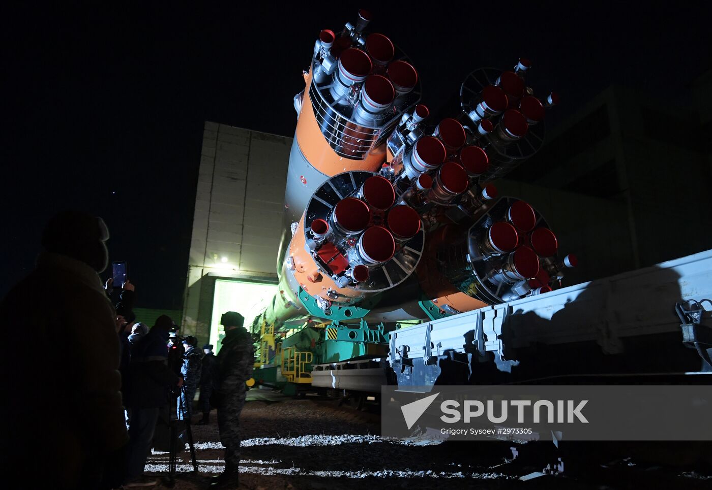 Soyuz FG carrier rocket with Soyuz MS-03 manned spacecraft moved to launch pad