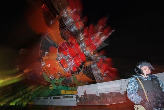 Soyuz FG carrier rocket with Soyuz MS-03 manned spacecraft moved to launch pad