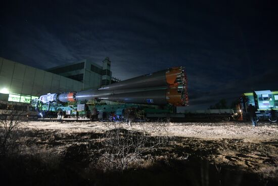 Soyuz FG carrier rocket with Soyuz MS-03 manned spacecraft moved to launch pad