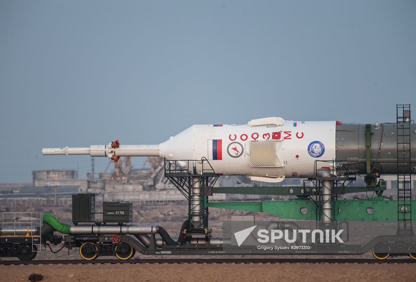 Soyuz FG carrier rocket with Soyuz MS-03 manned spacecraft moved to launch pad