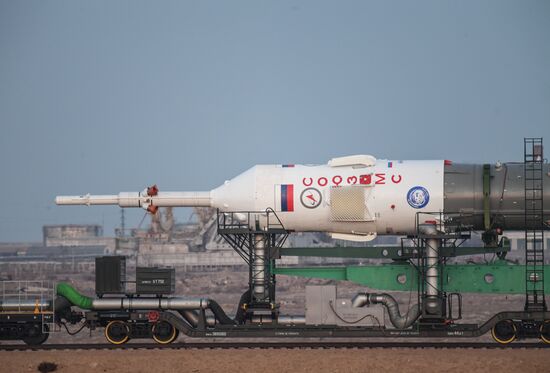 Soyuz FG carrier rocket with Soyuz MS-03 manned spacecraft moved to launch pad