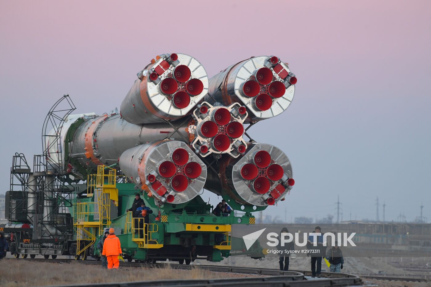 Soyuz FG carrier rocket with Soyuz MS-03 manned spacecraft moved to launch pad
