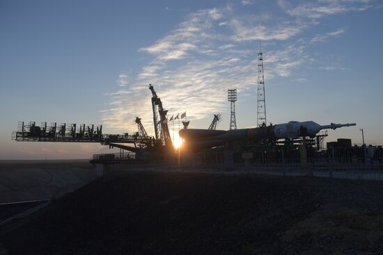 Soyuz FG carrier rocket with Soyuz MS-03 manned spacecraft moved to launch pad