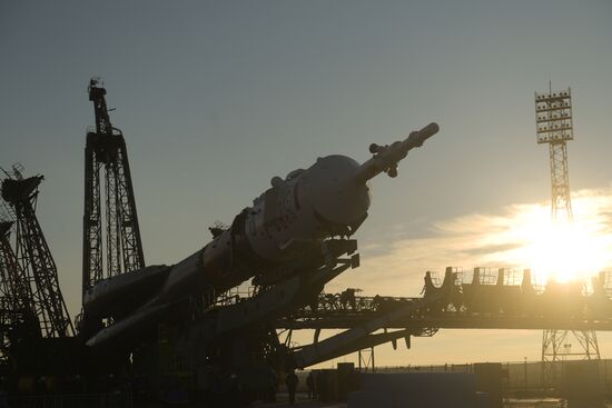 Soyuz FG carrier rocket with Soyuz MS-03 manned spacecraft moved to launch pad