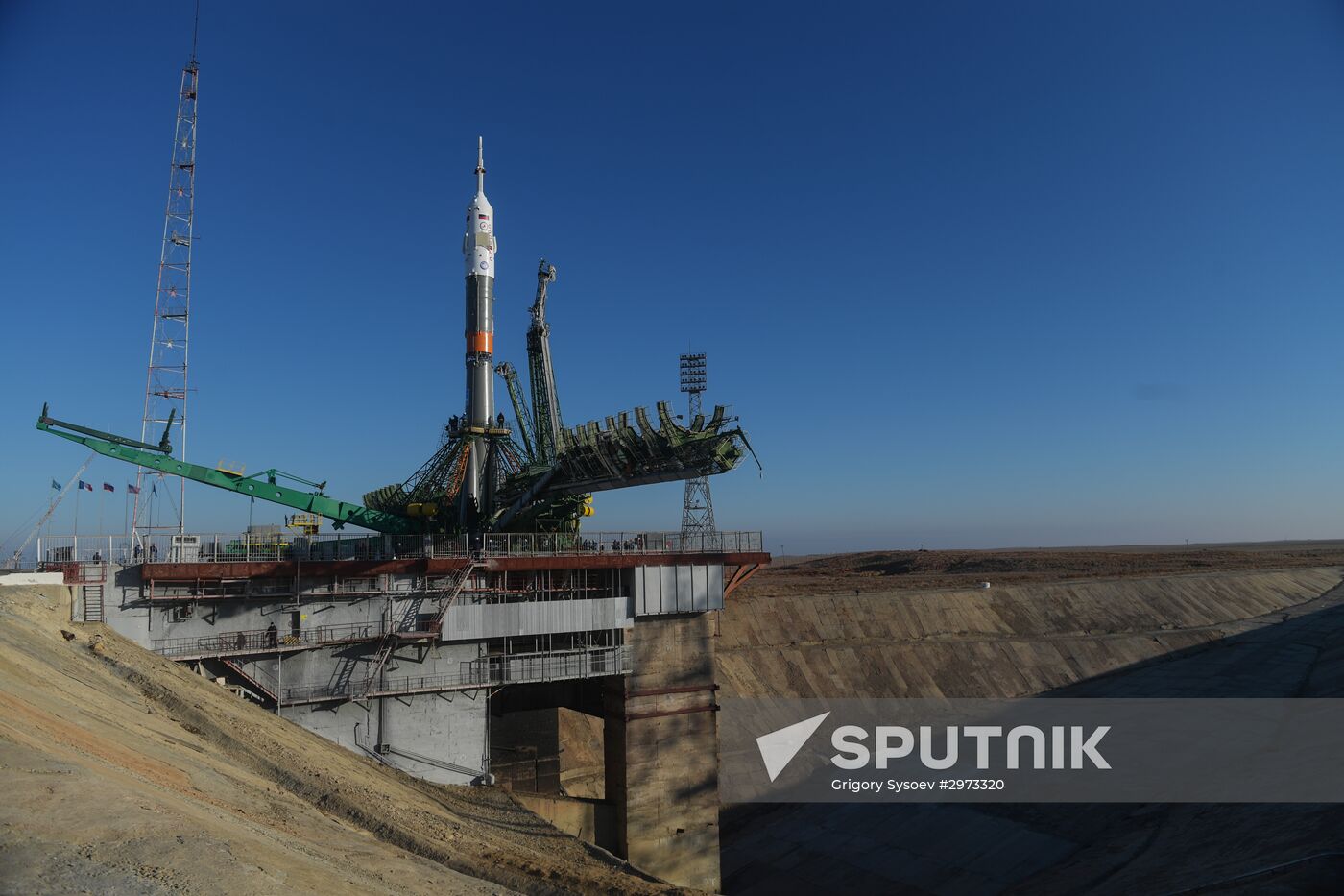 Soyuz FG carrier rocket with Soyuz MS-03 manned spacecraft moved to launch pad