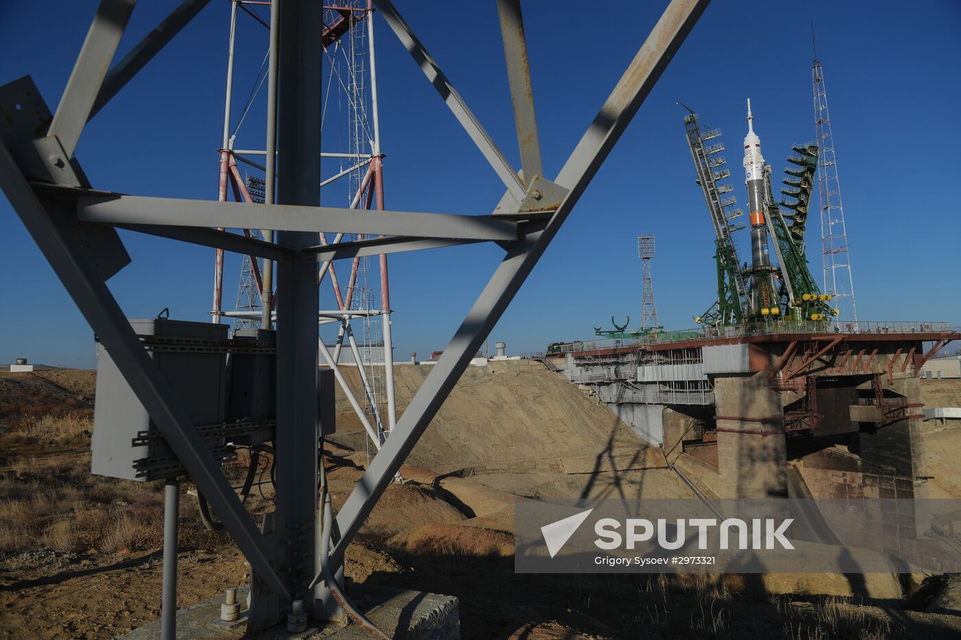 Soyuz FG carrier rocket with Soyuz MS-03 manned spacecraft moved to launch pad