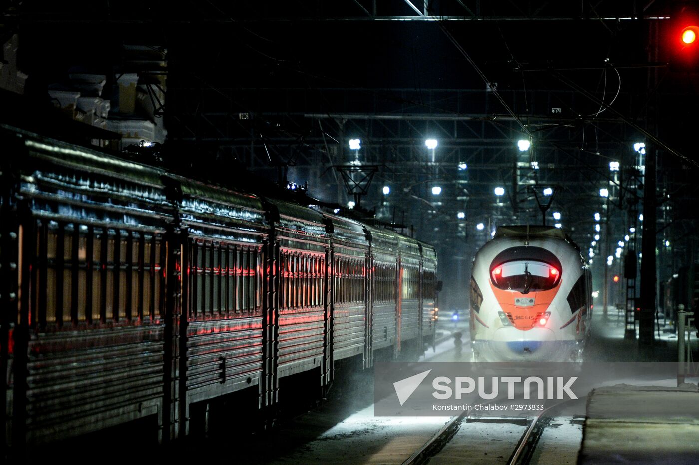 Sapsan high speed train in Novgorod Region