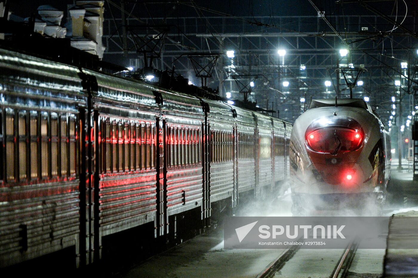 Sapsan high speed train in Novgorod Region