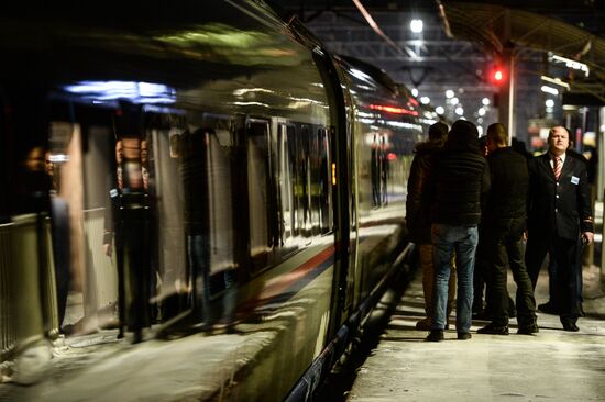 Sapsan high speed train in Novgorod Region
