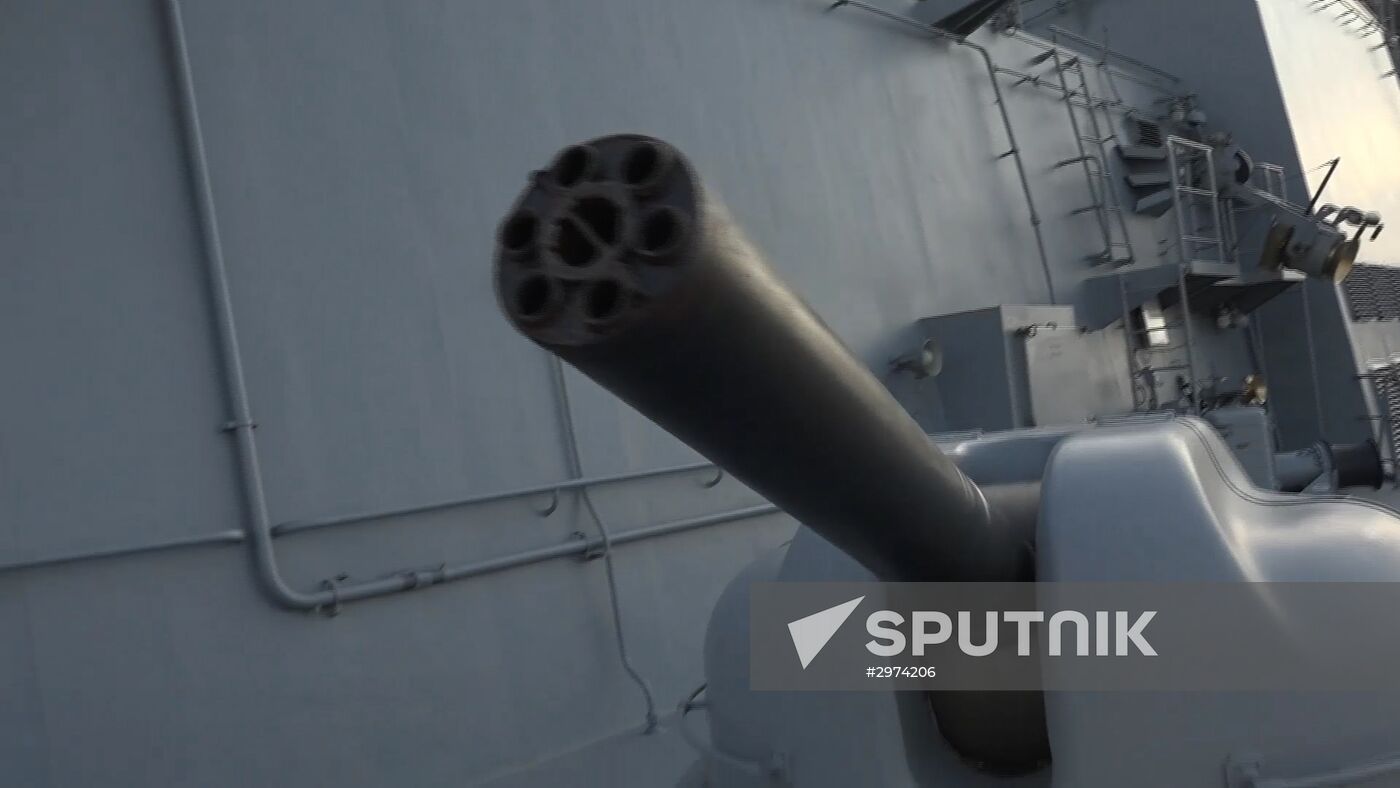 Admiral Kuznetsov aircraft carrier and Admiral Grigorovich patrol ship deployed in Syria for the first time ever