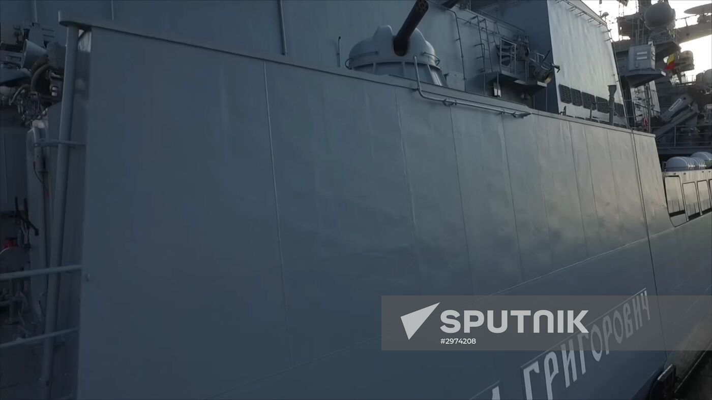 Admiral Kuznetsov aircraft carrier and Admiral Grigorovich patrol ship deployed in Syria for the first time ever