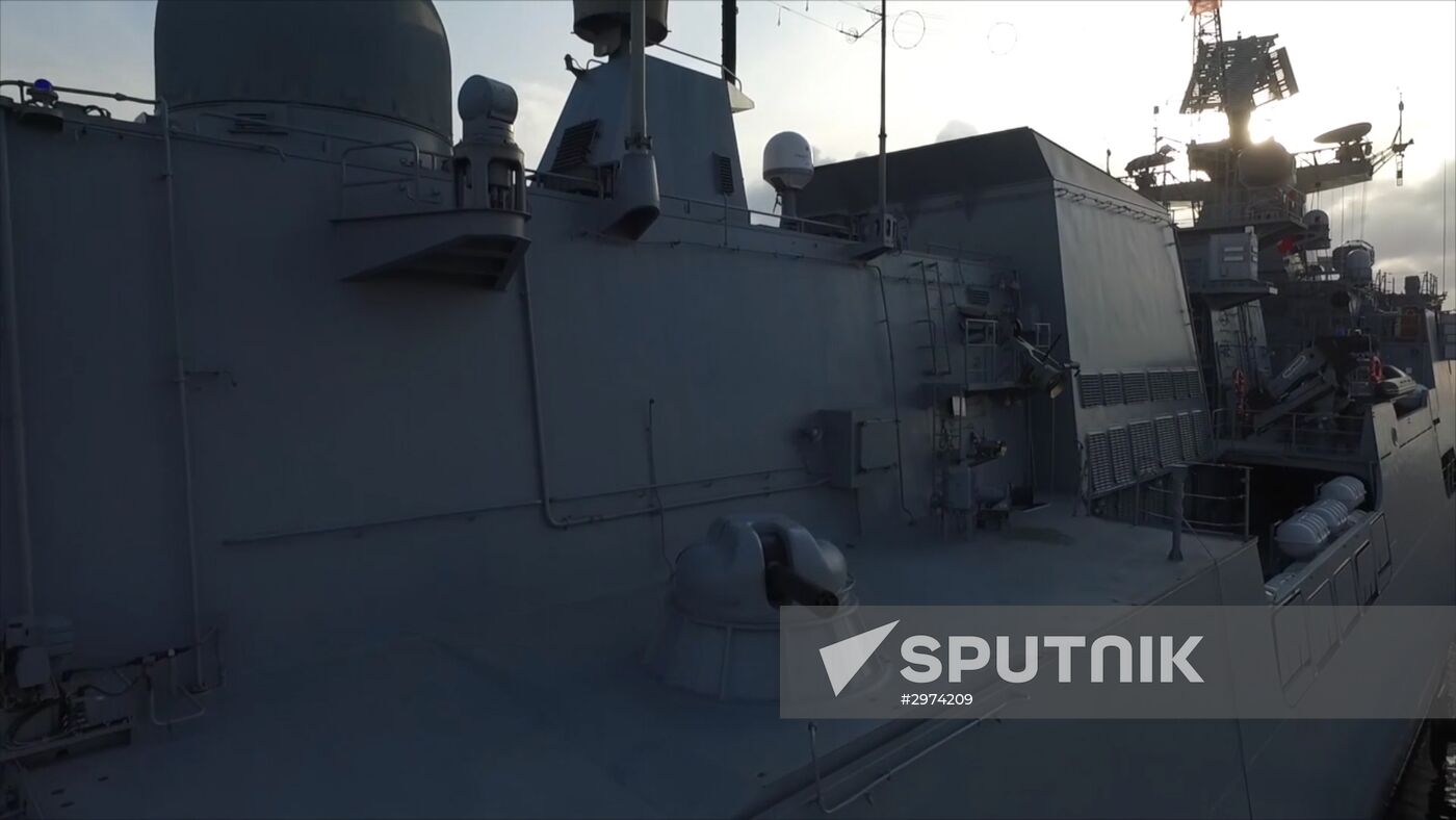 Admiral Kuznetsov aircraft carrier and Admiral Grigorovich patrol ship deployed in Syria for the first time ever