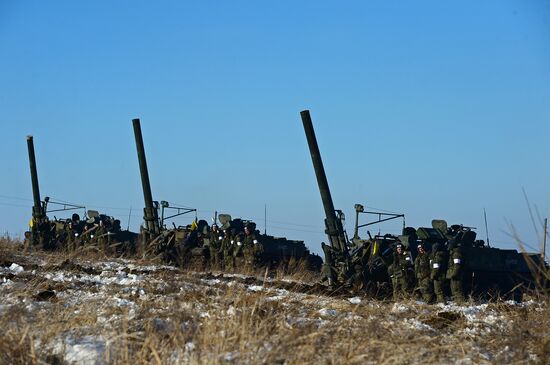 Missile and artillery units of the fifth army of Eastern Military District exercise in Primorski Krai