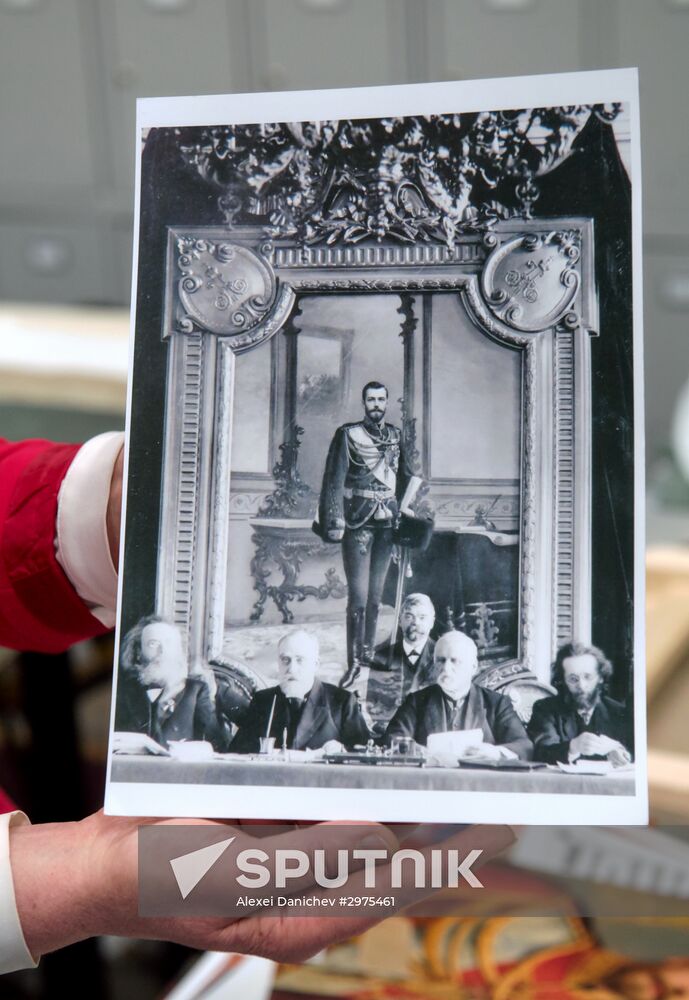 Presetation of discovered portrait of Czar Nicholas II at the Stieglitz Art and Industry Academy in St. Petersburg
