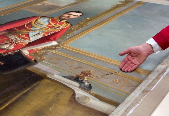 Presetation of discovered portrait of Czar Nicholas II in Stieglitz Academy in Saint Petersburg