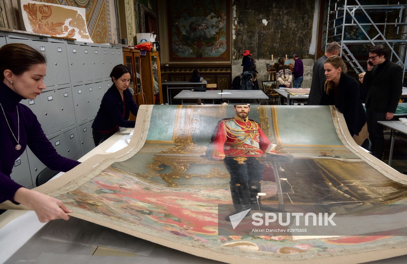 Presetation of discovered portrait of Czar Nicholas II in Stieglitz Academy in Saint Petersburg