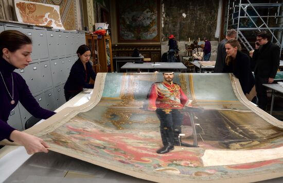 Presetation of discovered portrait of Czar Nicholas II in Stieglitz Academy in Saint Petersburg