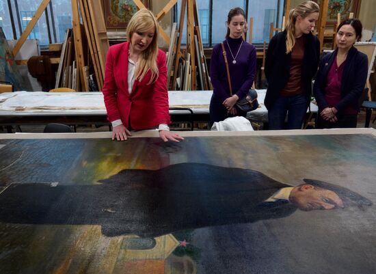 Presetation of discovered portrait of Czar Nicholas II at the Stieglitz Art and Industry Academy in St. Petersburg