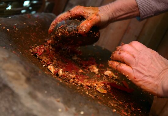 Production of adjika sauce in Abkhazia
