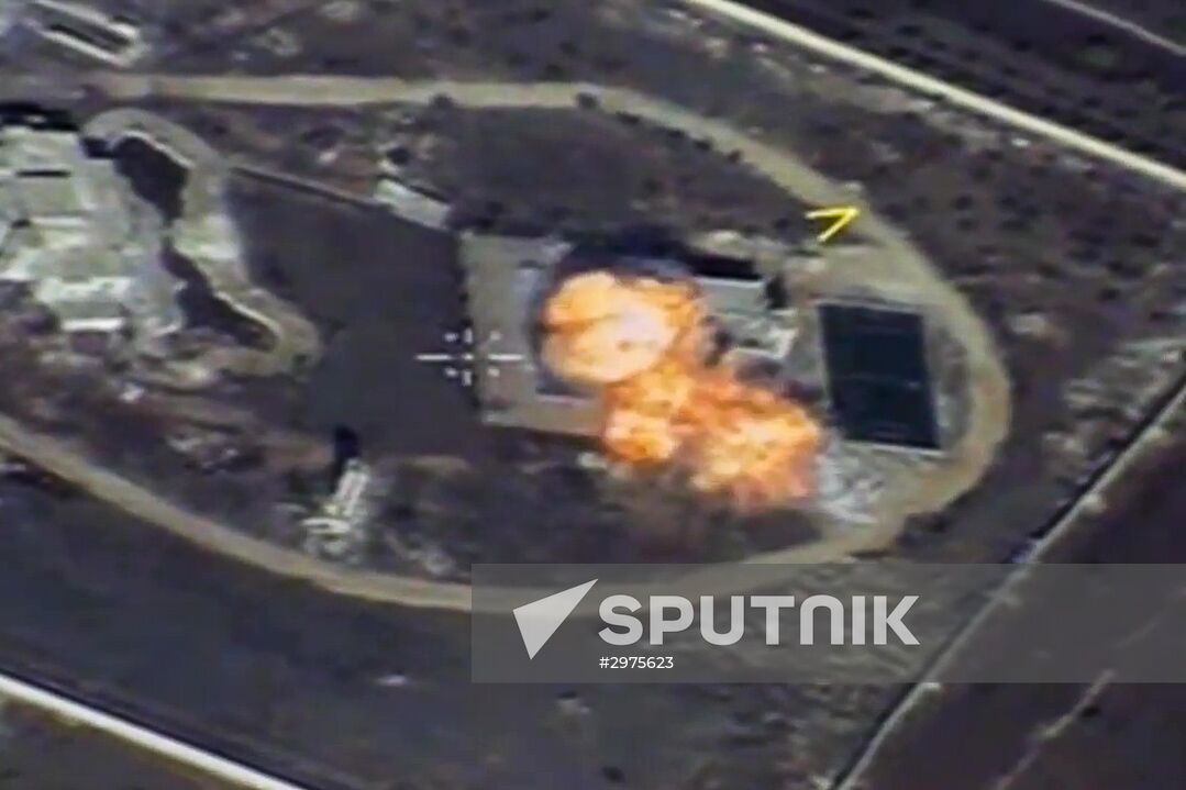 Russian Air Force Tupolev 95M aircraft launch cruise missiles at terrorists in Syria