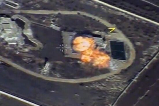 Russian Air Force Tupolev 95M aircraft launch cruise missiles at terrorists in Syria