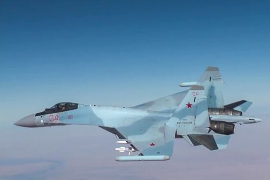 Russian Air Force Tupolev 95M aircraft launch cruise missiles at terrorists in Syria