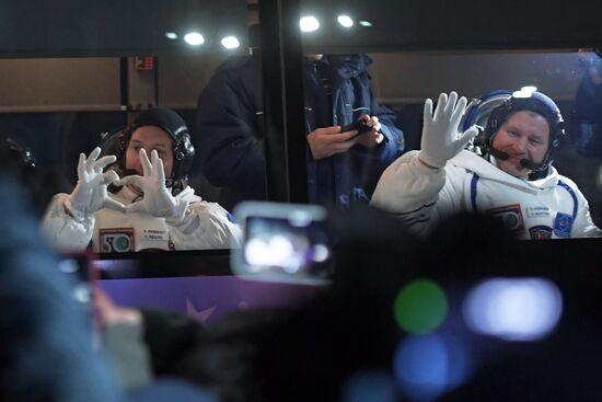Soyuz-FG carrier rocket with manned spacecraft Soyuz MC-03 launched from Baikonur Cosmodrome