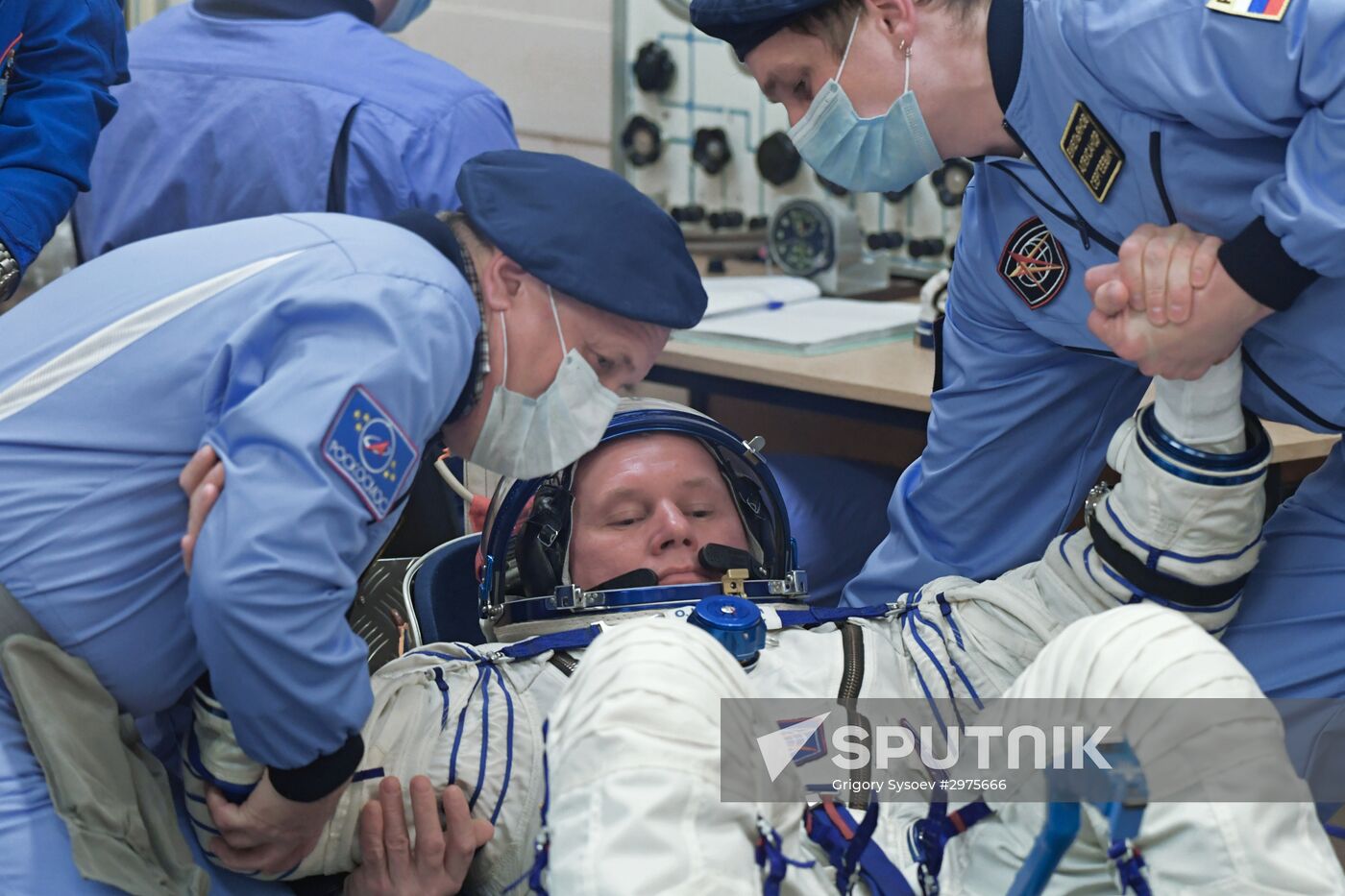 Soyuz-FG carrier rocket with manned spacecraft Soyuz MC-03 launched from Baikonur Cosmodrome