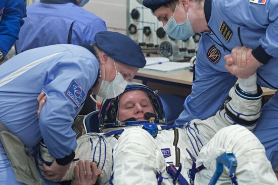 Soyuz-FG carrier rocket with manned spacecraft Soyuz MC-03 launched from Baikonur Cosmodrome
