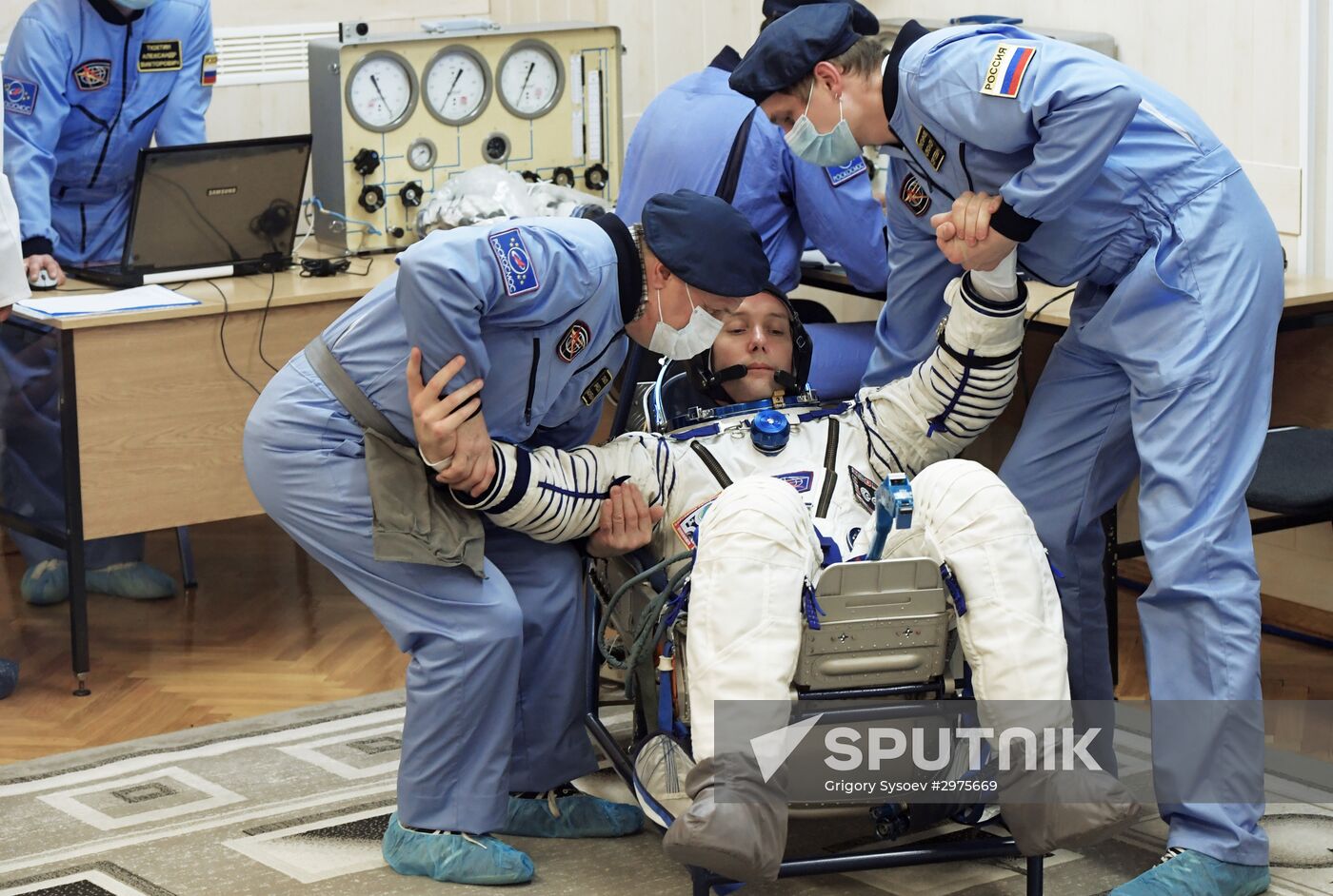 Soyuz-FG carrier rocket with manned spacecraft Soyuz MC-03 launched from Baikonur Cosmodrome