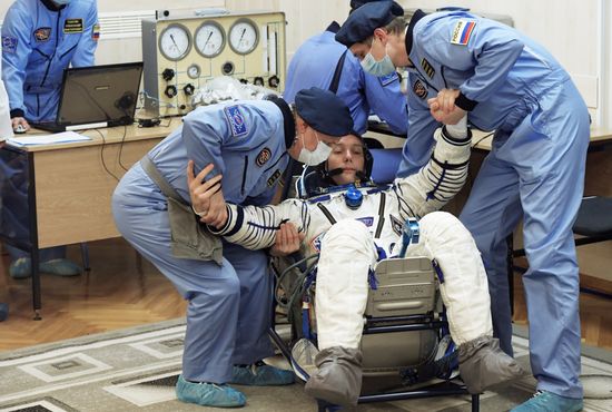 Soyuz-FG carrier rocket with manned spacecraft Soyuz MC-03 launched from Baikonur Cosmodrome