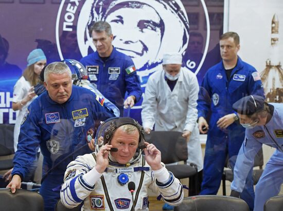 Soyuz-FG carrier rocket with manned spacecraft Soyuz MC-03 launched from Baikonur Cosmodrome