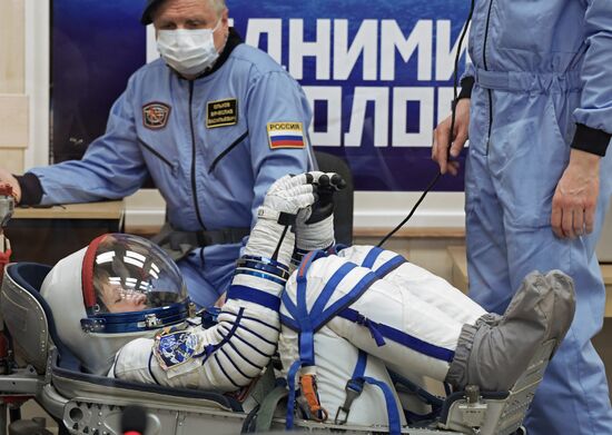 Soyuz-FG carrier rocket with manned spacecraft Soyuz MC-03 launched from Baikonur Cosmodrome