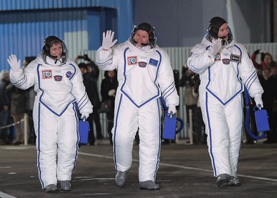 Soyuz-FG carrier rocket with manned spacecraft Soyuz MC-03 launched from Baikonur Cosmodrome