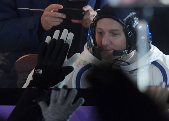 Soyuz-FG carrier rocket with manned spacecraft Soyuz MC-03 launched from Baikonur Cosmodrome