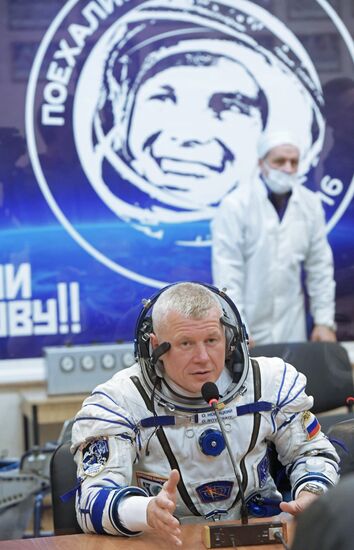 Soyuz-FG carrier rocket with manned spacecraft Soyuz MC-03 launched from Baikonur Cosmodrome