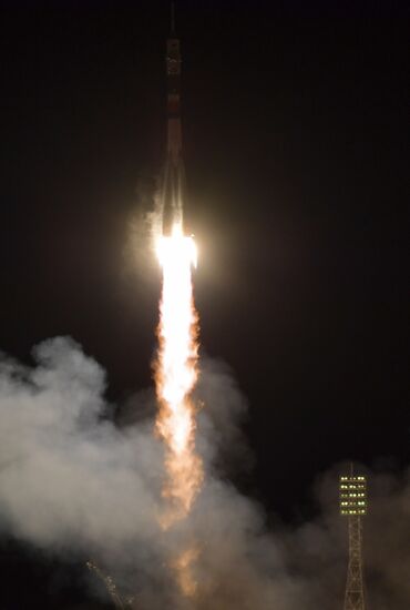 Launch of Soyuz-FG carrier rocket with manned spacecraft Soyuz MC-03 from the Baikonur Cosmodrome