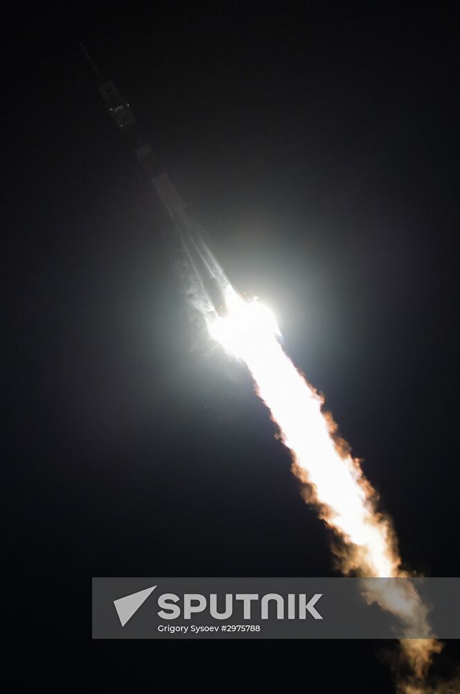 Launch of Soyuz-FG carrier rocket with manned spacecraft Soyuz MC-03 from the Baikonur Cosmodrome