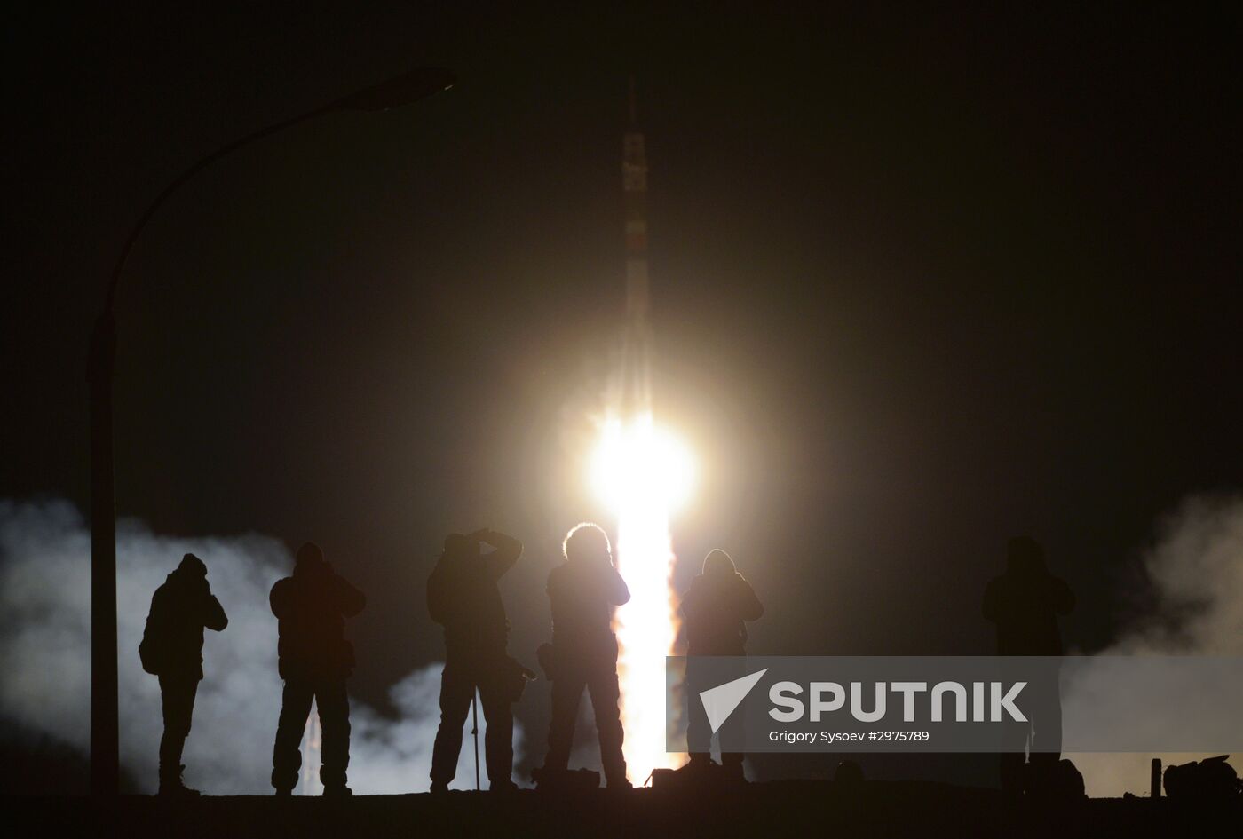 Launch of Soyuz-FG carrier rocket with manned spacecraft Soyuz MC-03 from the Baikonur Cosmodrome