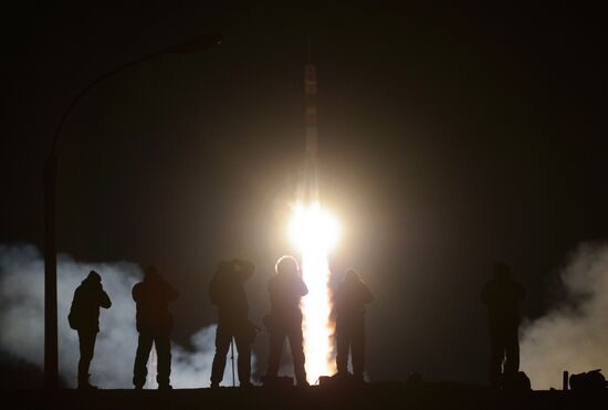 Launch of Soyuz-FG carrier rocket with manned spacecraft Soyuz MC-03 from the Baikonur Cosmodrome