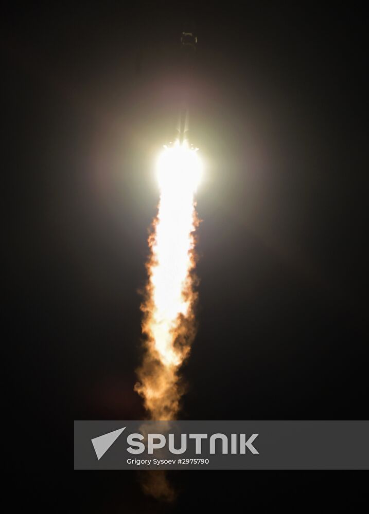 Launch of Soyuz-FG carrier rocket with manned spacecraft Soyuz MC-03 from the Baikonur Cosmodrome