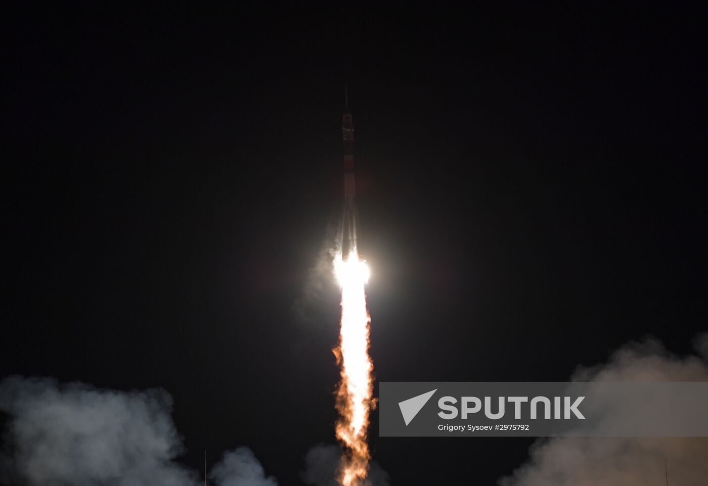 Launch of Soyuz-FG carrier rocket with manned spacecraft Soyuz MC-03 from the Baikonur Cosmodrome
