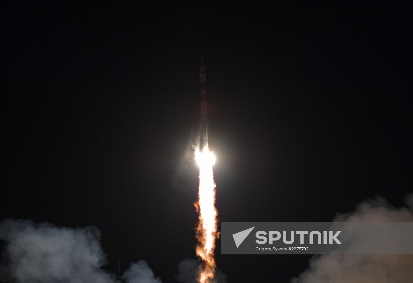 Launch of Soyuz-FG carrier rocket with manned spacecraft Soyuz MC-03 from the Baikonur Cosmodrome