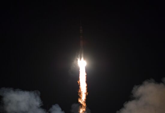 Launch of Soyuz-FG carrier rocket with manned spacecraft Soyuz MC-03 from the Baikonur Cosmodrome