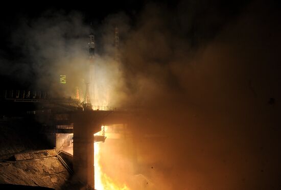 Launch of Soyuz-FG carrier rocket with manned spacecraft Soyuz MC-03 from the Baikonur Cosmodrome