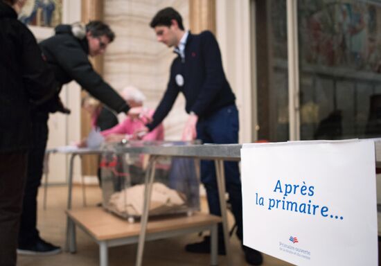 First round of French Republican presidential primaries in Paris