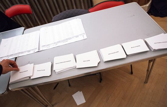 First round of French Republican presidential primaries in Paris