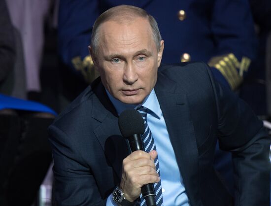 Russian President Vladimir Putin attends concluding meeting of Russian Popular Front’s interregional forum