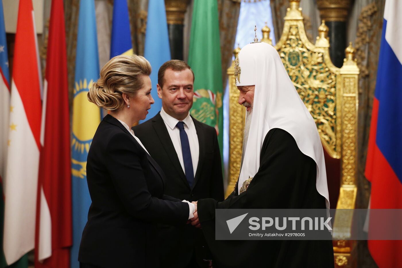 Russian Prime Minister Dmitry Medvedev meets with Patriarch Kirill