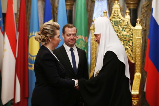 Russian Prime Minister Dmitry Medvedev meets with Patriarch Kirill